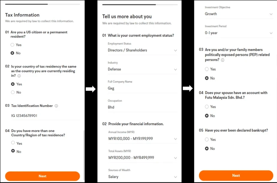 Moomoo開戶步驟4:填寫投資背景問卷