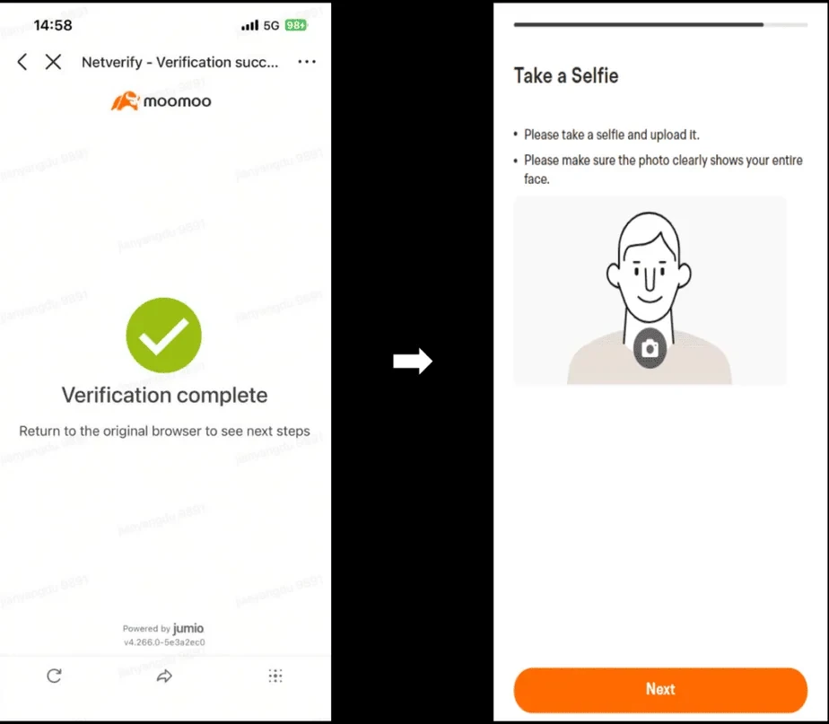 Moomoo開戶步驟6:上傳全臉自拍照